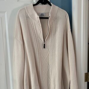 Libby Edelman Cream Knit Half-Zip Sweater